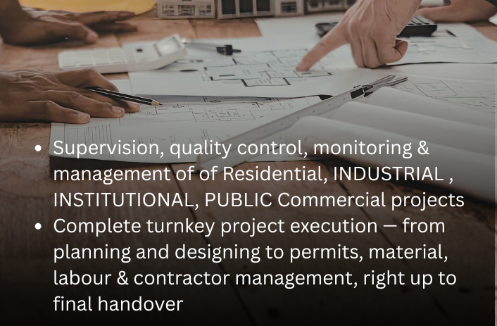 Construction of Residential, INDUSTRIAL , INSTITUTIONAL, PUBLIC Commercial projects, from foundation to finishing